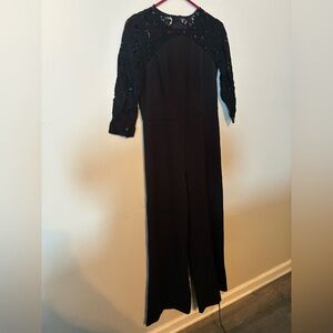White House Black Market Black Lace Sleeve Jumpsuit Size 10
